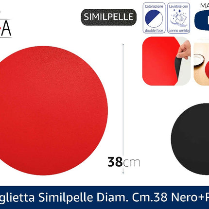 Arca TOVAGLIETTA SIMILPELLE DIAM. CM.38 NERO+ROSSO Arca