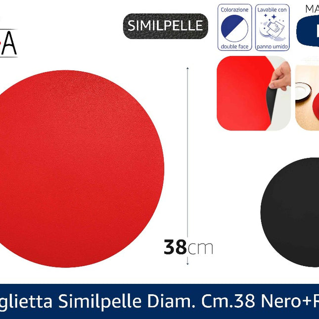 Arca TOVAGLIETTA SIMILPELLE DIAM. CM.38 NERO+ROSSO Arca