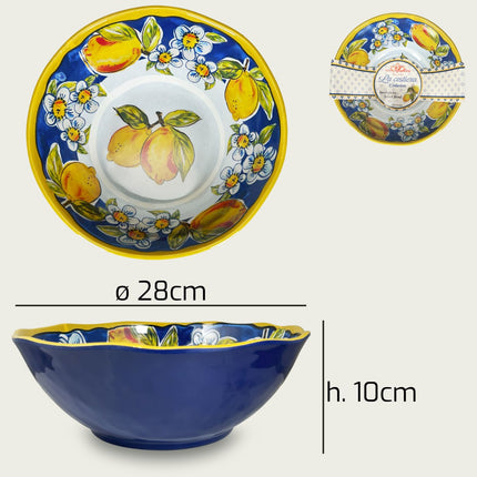 Insalatiera Melamina Infrangibile Cene All'Aperto Design Limoni Costiera Ø 28 x 10h cm Arca