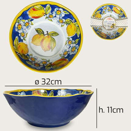 Insalatiera Melamina Infrangibile Cene All'Aperto Design Limoni Costiera Ø 32 x 11h cm Arca
