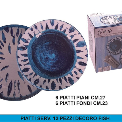 Arca Piatti Serv. 12 Pz. Dec. Fish Arca