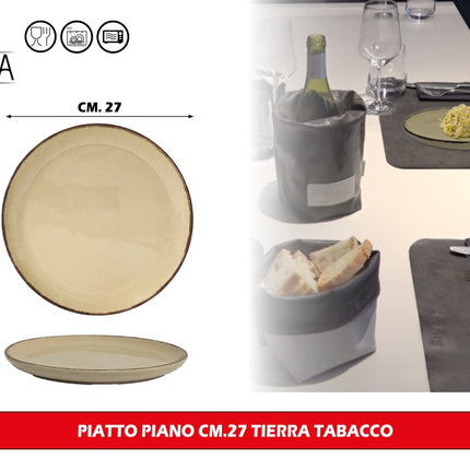 Piatto Piano Cm.27 Tierra Tabacco – Eleganza e Praticità per la Tua Tavola Arca