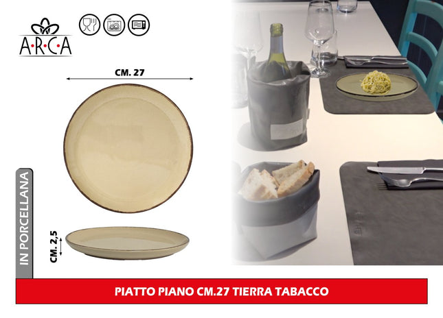 Piatto Piano Cm.27 Tierra Tabacco – Eleganza e Praticità per la Tua Tavola Arca