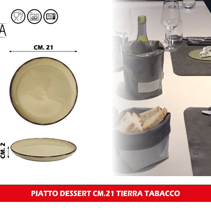 Piatto Dessert Cm.21 Tierra Tabacco Arca