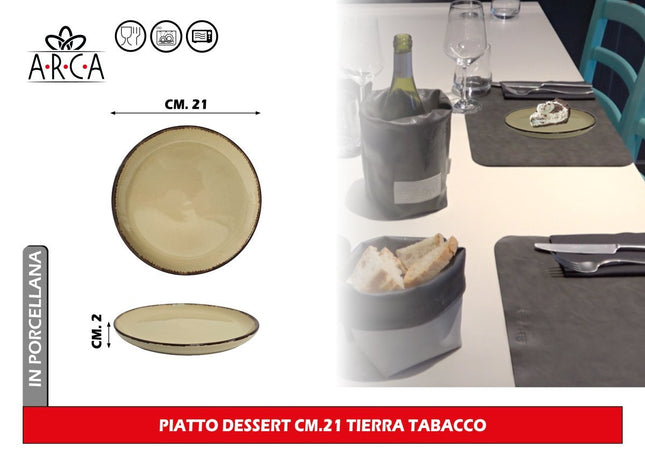 Piatto Dessert Cm.21 Tierra Tabacco Arca