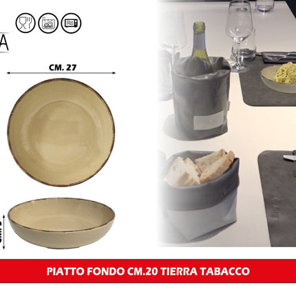 Piatto Fondo Cm.20 Tierra Tabacco Arca