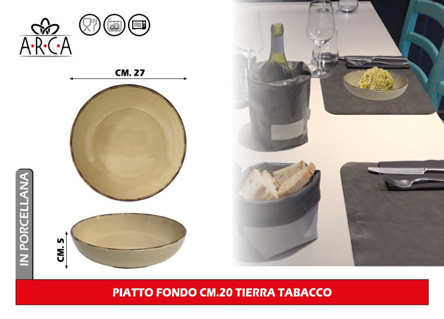 Piatto Fondo Cm.20 Tierra Tabacco Arca