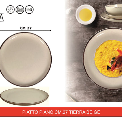 Set Piatti Tierra in Porcellana Colorata – Servizio da Tavola 18 Pezzi per 6 Persone, Lavabile in Lavastoviglie e Utilizzabile in Microonde Arca
