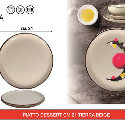 Set Piatti Tierra in Porcellana Colorata – Servizio da Tavola 18 Pezzi per 6 Persone, Lavabile in Lavastoviglie e Utilizzabile in Microonde Arca