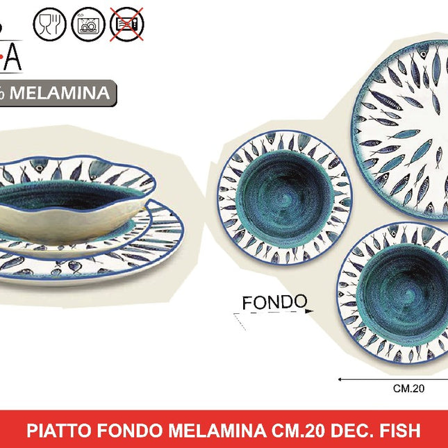 Arca PIATTO FONDO MELAMINA CM.20 DEC. FISH Arca