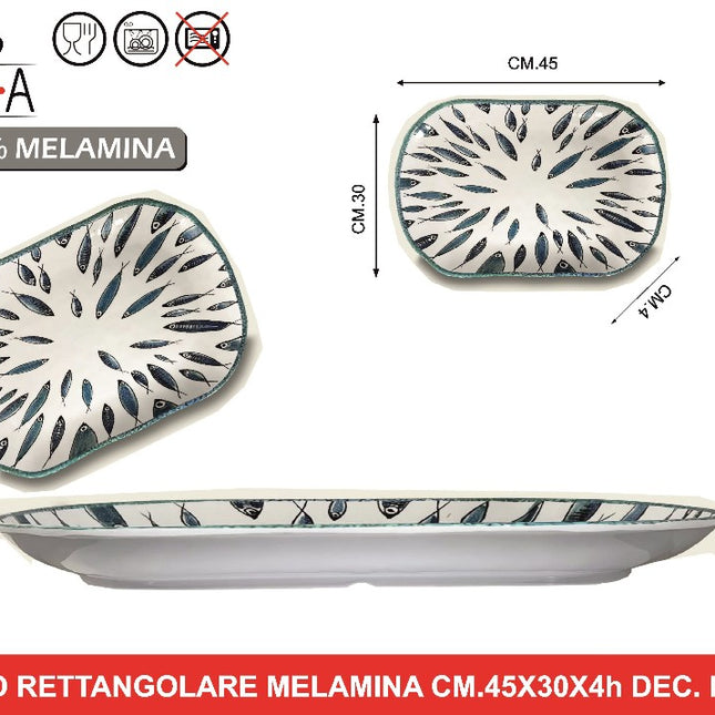 Arca VASSOIO MELAMINA CM.45X30X4h DEC. FISH Arca