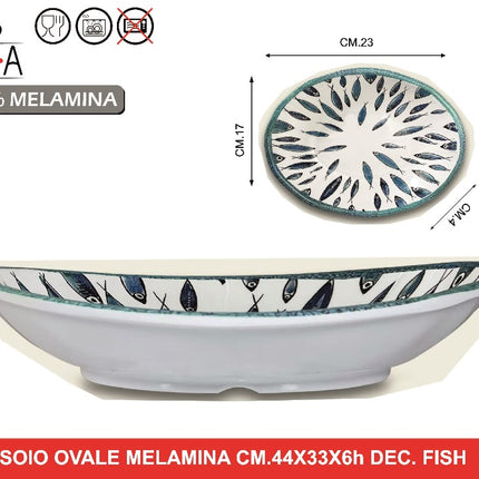 Arca VASSOIO OVALE MELAMINA CM.23X17X4h DEC. FISH Arca
