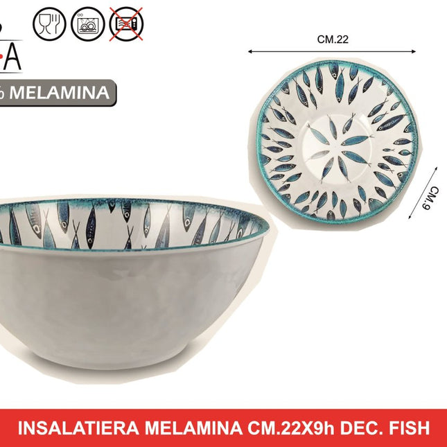 Arca Insalatiera Melamina Cm.22X9H Dec.Fish Arca