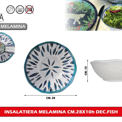 Arca Insalatiera Melamina Cm.28X10H Dec.Fish Arca