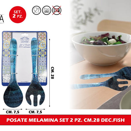 Arca Posate Melamina Set 2 Pz. Cm.28 Dec.Fish Arca