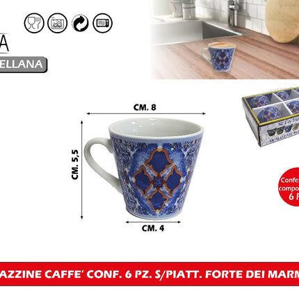 Arca TAZZINE CAFFE' CONF. 6 PZ. S/PIATT. FORTE DEI MARMI Arca