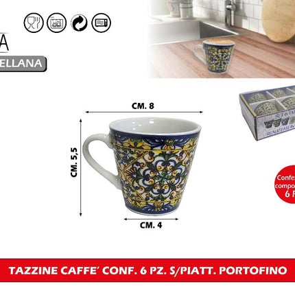 Arca TAZZINE CAFFE' CONF. 6 PZ. S/PIATT. PORTOFINO Arca