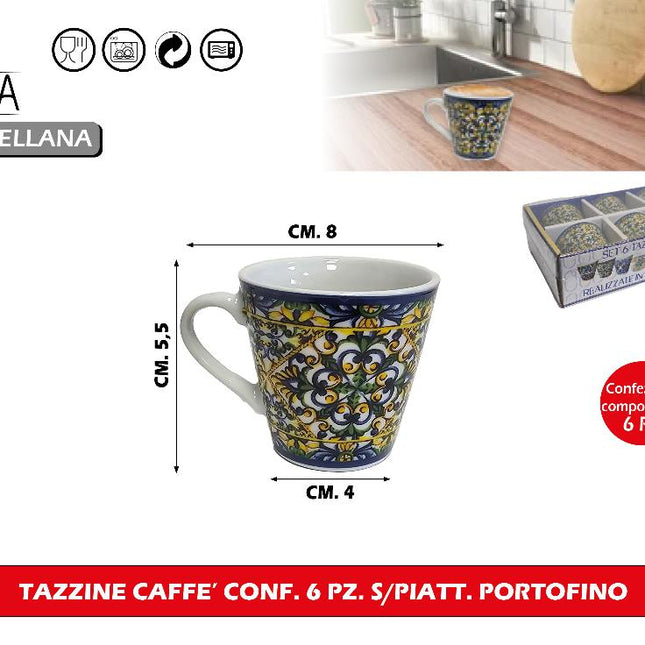 Arca TAZZINE CAFFE' CONF. 6 PZ. S/PIATT. PORTOFINO Arca