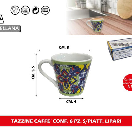 Arca TAZZINE CAFFE' CONF. 6 PZ. S/PIATT. LIPARI Arca