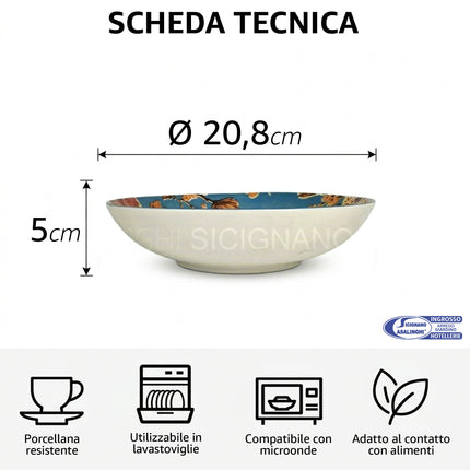 Piatti in Porcellana Japan Stile Kintsugi – Pezzi Singoli e Set 18 Pezzi per 6 Persone, Lavabili in Lavastoviglie e Utilizzabili in Microonde Fondo 20.8cm Arca