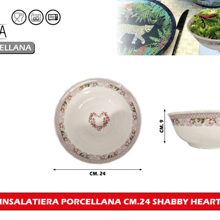 Arca Insalatiera Porcellana Cm.24 Shabby Heart Arca