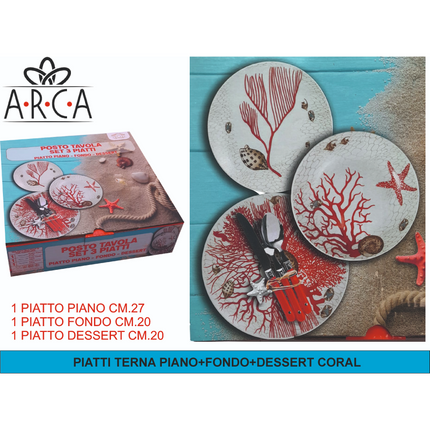 Tris Piatti Coral ARCA per Tavola Coordinata Arca