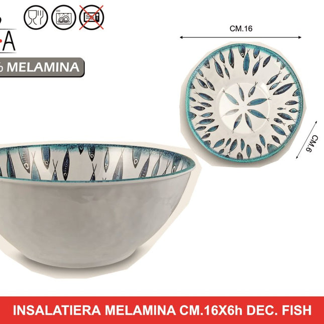 Arca Insalatiera Melamina Cm.16X6H Dec.Fish Arca
