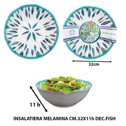 Arca Insalatiera Melamina Cm.32X11H Dec.Fish Arca