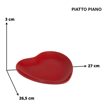 Piatto Cuore Rosso in Porcellana per Tavole Romantiche Arca
