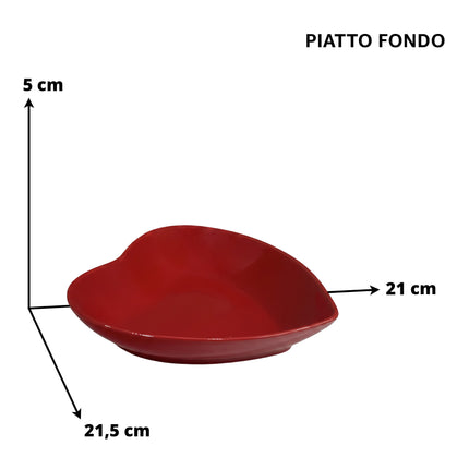 Piatto Cuore Rosso in Porcellana per Tavole Romantiche Arca