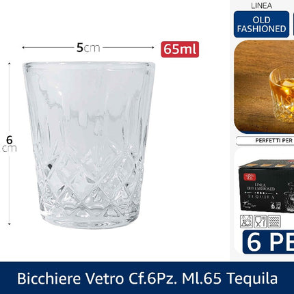 Arca BICCHIERE VETRO CF.6PZ. ML.65 TEQUILA Arca