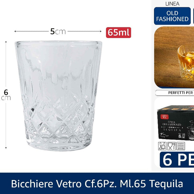 Arca BICCHIERE VETRO CF.6PZ. ML.65 TEQUILA Arca