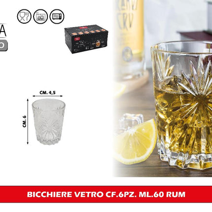 Arca BICCHIERE VETRO CF.6PZ. ML.60 RUM Arca