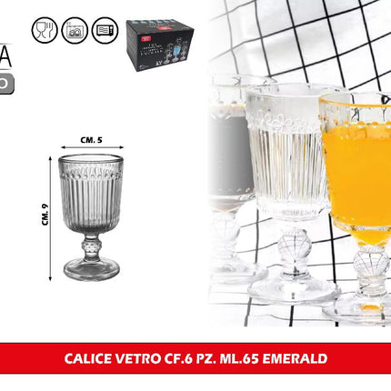 Arca CALICE VETRO CF.6 PZ. ML.65 EMERALD Arca