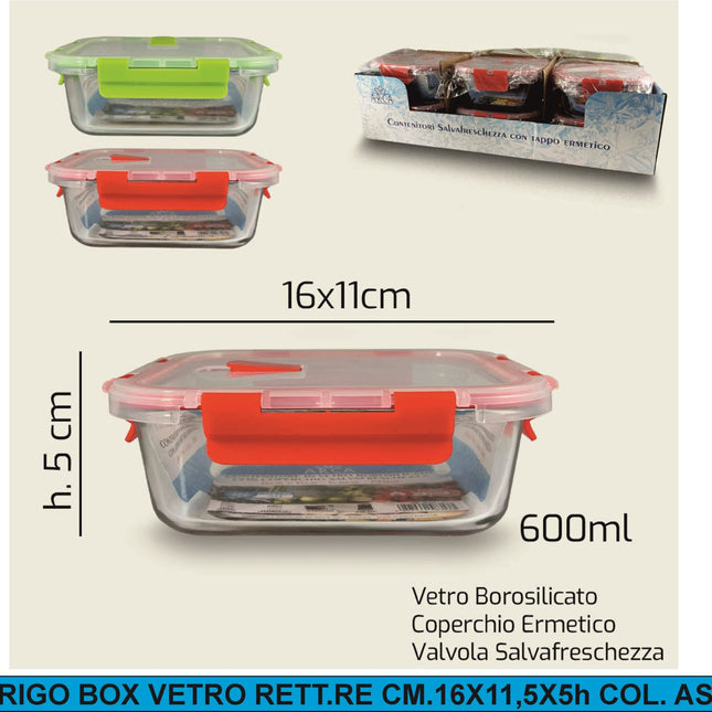Frigo Box Vetro Rett.Re Cm.16X11,5X5H Col. Ass. Arca