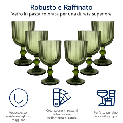 Arca Calici In Pasta Di Vetro Eternity Verde (Set 6 X 330 Ml): Eleganza E Colore Sulla Tua Tavola