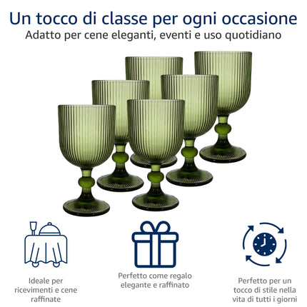 Arca Calici In Pasta Di Vetro Eternity Verde (Set 6 X 330 Ml): Eleganza E Colore Sulla Tua Tavola