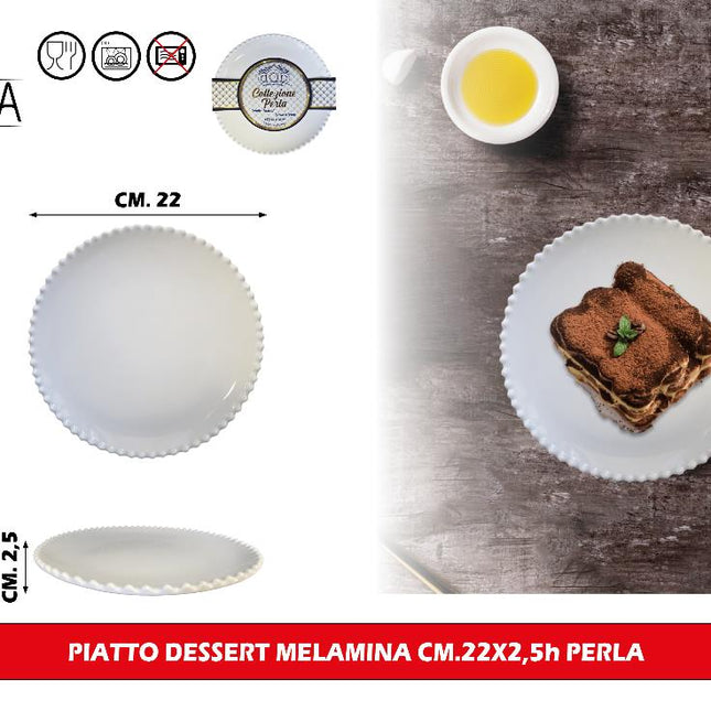 Arca PIATTO DESSERT MELAMINA CM.22X2,5h PERLA Arca