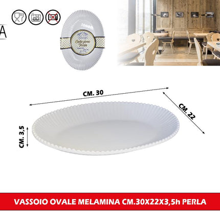 Arca VASSOIO OVALE MELAMINA CM.30X22X3,5h PERLA Arca