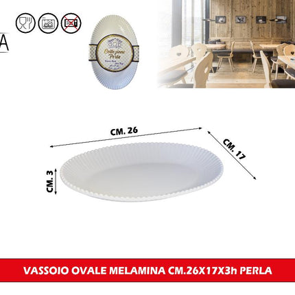 Arca VASSOIO OVALE MELAMINA CM.26X17X3h PERLA Arca