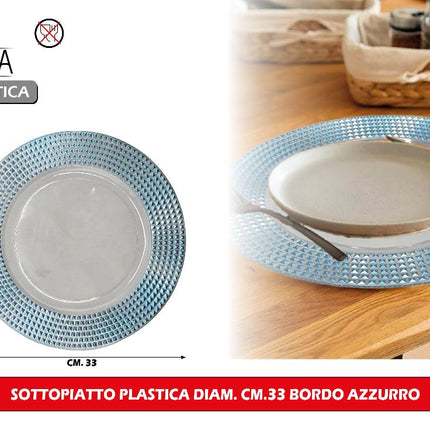 Arca SOTTOPIATTO PLASTICA DIAM. CM.33 BORDO AZZURRO Arca