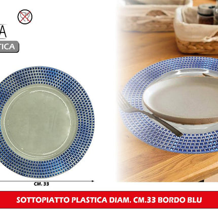 Arca SOTTOPIATTO PLASTICA DIAM. CM.33 BORDO BLU Arca