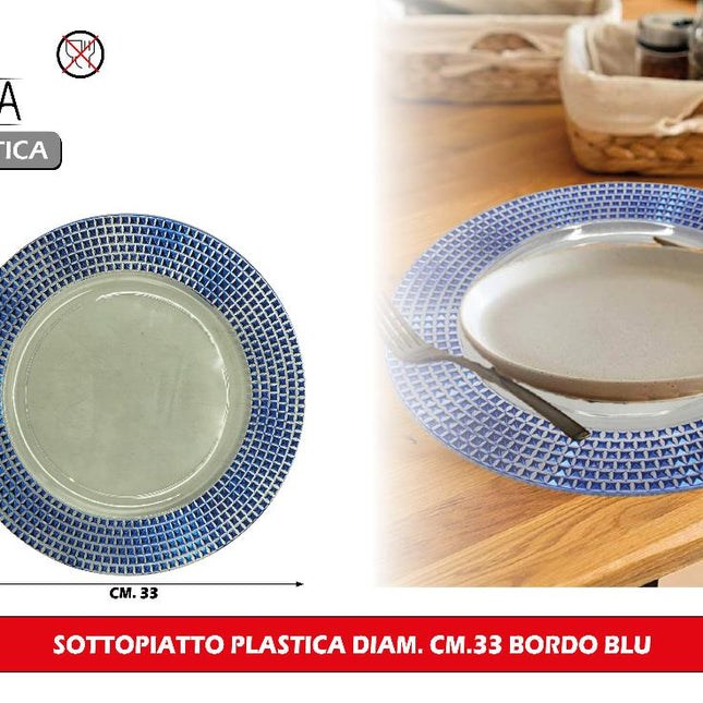 Arca SOTTOPIATTO PLASTICA DIAM. CM.33 BORDO BLU Arca