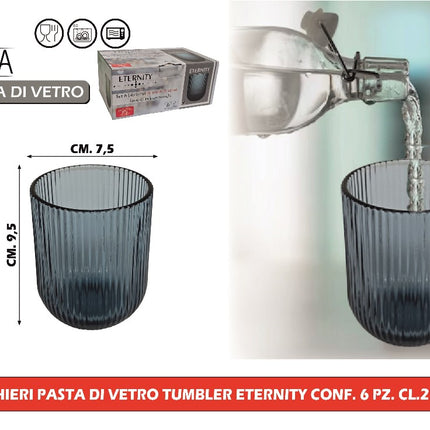 Arca Bicchieri Pasta di Vetro Tumbler Eternity Conf. 6 Pz. Cl.25 Blu Arca