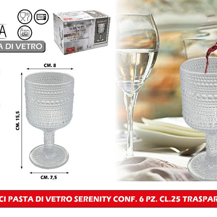 Arca CALICI PASTA DI VETRO SERENITY CONF. 6 PZ. CL.25 TRASPARENTI Arca