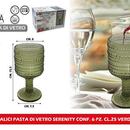 Arca CALICI PASTA DI VETRO SERENITY CONF. 6 PZ. CL.25 VERDE Arca