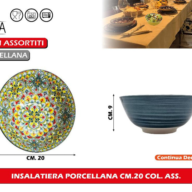Arca INSALATIERA PORCELLANA CM.20 COL. ASS. Arca