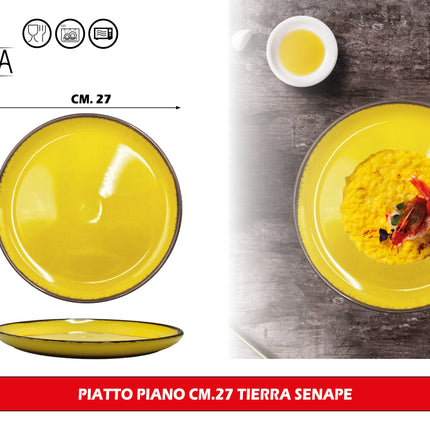 Set Piatti Tierra in Porcellana Colorata – Servizio da Tavola 18 Pezzi per 6 Persone, Lavabile in Lavastoviglie e Utilizzabile in Microonde Arca