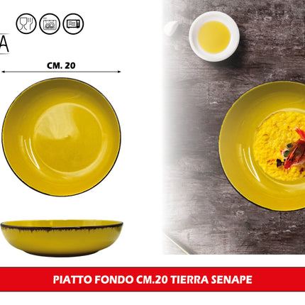 Set Piatti Tierra in Porcellana Colorata – Servizio da Tavola 18 Pezzi per 6 Persone, Lavabile in Lavastoviglie e Utilizzabile in Microonde Arca