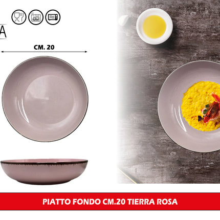 Set Piatti Tierra in Porcellana Colorata – Servizio da Tavola 18 Pezzi per 6 Persone, Lavabile in Lavastoviglie e Utilizzabile in Microonde Arca
